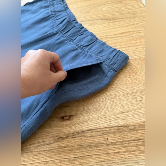 J. Jill 100% Linen Relaxed Cropped Pants Blue Beachy Lagenlook Size Large P - Picture 10 of 12